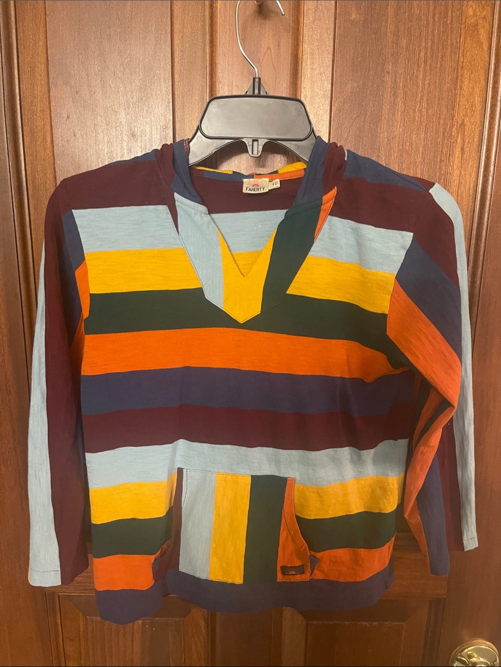 Faherty Brand Kids Byron Bay Striped Baja Hoodie - Size 8